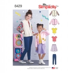Laste ja tüdrukute bomber-jakk, seelik, retuusid ja top, Simplicity Pattern # 8429