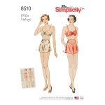 Neidude vintage rinnahoidja ja aluspüksid, Simplicity Pattern # 8510