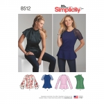 Misses`/Petite Women’s Tops with Sleeve Variations, Simplicity Pattern #8512