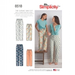 Tüdrukute ja preilide Slim Fit salongi`i püksid, suurused: A (S - L / XS - XL), Simplicity Pattern # 8518