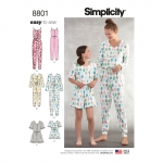 Tüdrukute ja preilide trikoo-kombinesoon, suurused: A (S - L / XS - XL), Simplicity Pattern # 8801