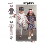 Child Dress, Top, Pants, Eye Mask and Slippers, Sizes: A (3-4-5-6-7-8), Simplicity Pattern #8806