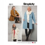 Misses` knit Sweater, Scarf and Headband, Sizes: A (XS-S-M-L-XL), Simplicity Pattern #8811