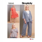 Naiste kleit, topp püksid ja jakk, Simplicity Pattern #S8846
