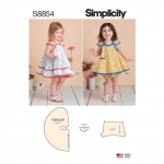 Mudilaste Pinafore-kleit ja aluspüksid, suurused: A (1 / 2-1-2-3-4), Simplicity Pattern #S 8854