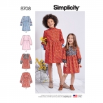 Laste ja tüdrukute kleit varruka variatsioonidega, Simplicity Pattern #8708