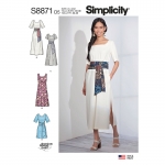 Naiste ja väikesekasvuliste Petite-naiste hõlmiklehviga kleit, Simplicity Pattern #S8871