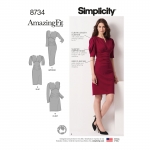 Naiste ja väikesekasvuliste Pluss-suuruses naiste leImeliselt-Istuv kleit, Simplicity Pattern #8734