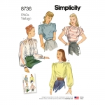 Women`s Vintage Blouses, Simplicity Pattern #8736