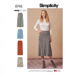 Women`s Easy to Sew knit Skirts, Sizes: A (XS-S-M-L-XL), Simplicity Pattern #8745