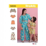 Laste ja tüdrukute topid, püksid ja shortsid, Simplicity Pattern #S8936