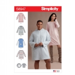 Misses` knit Sweatshirt Mini Dresses, Sizes: XXS-XS-S-M-L-XL-XXL, Simplicity Pattern #S8947