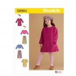 Laste kleidid, topid, püksid, ja müts, suurused: 3-4-5-6-7-8, Simplicity Pattern #S8964