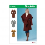 Misses` Wrap Coats, Sizes: 6-8-10-12-14, Simplicity Pattern #S8990
