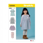 Children`s Easy-To-Sew Sportswear Dress, Top, Pants, Sizes: 3-4-5-6-7-8, Simplicity Pattern #S8998