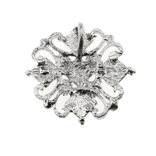 Pitsiline, ümar, klaaskristallidega, metallist ripats, 45 x 48mm