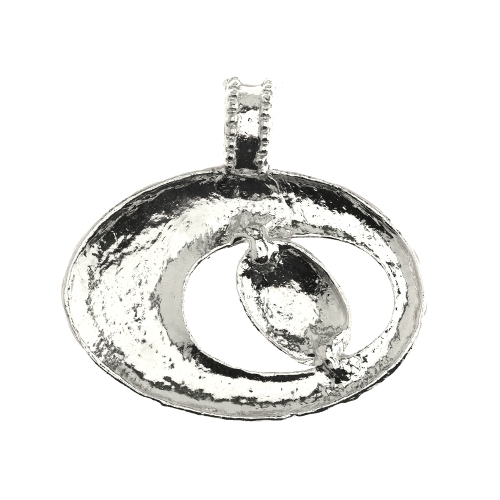 Ovaalne, glasuuritud, metallist ripats, 56 x 53mm