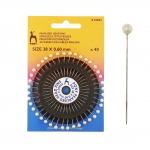 Pärlmutterpea-nööpnõelad, siidvalge pärlmutter 40 tk, Pony 29803