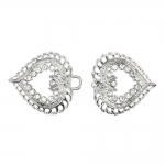 Südamekujuline norra haak,klaaskristallidega, pitsilise mustriga metallist, kahepoolne haak 70x35mm