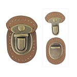 Tuck lock, turn clasp on natural leather bottom 3,5 cm x 5,5 cm