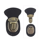 Tuck lock, turn clasp on natural leather bottom 4,5 cm x 7 cm