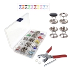 Коробка с кольцевыми кнопками, 100 шт: 10 цветов x 10 шт и инструменты для установки., ø9,3 мм, KL2543