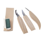 Wood carving knife set: 3 knives, sharpening leather, sharpening paste, 15.5 cm, KL2636