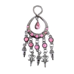 Klaaskristallidega, liikuvate ripatsiosadega, metallist ripats, 65 mm x 25 mm