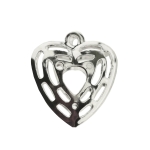 Südamekujuline metallist antiikse mustriga aasaga südamekujuline riputis, Closeable Metal Heart Charm, 20 x 12mm