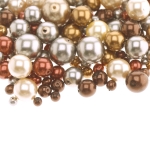 Mix of round dark brown glass beads, 4-12mm, 50/100g pack