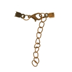 Kinnitusdetail karabiinhaagi, keti ja otstest nahkpaela kinnitustega / Jewellery Clasp with Chain, 8cm