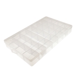 Läpikuuluva muovillaatikko, 28 lokeroa, 35 x 21,5 x 4,5 cm, KL3966