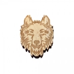 Laser cut wooden wolf, 30 x 22 x 5 mm