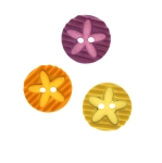 Lillega, reljeefse triibumustriga, kahe auguga plastiknööp, 18mm, 28L