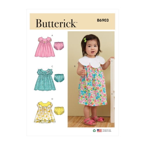 Выкройка BUTTERICK B6903 INFANTS` DRESS, PANTIES