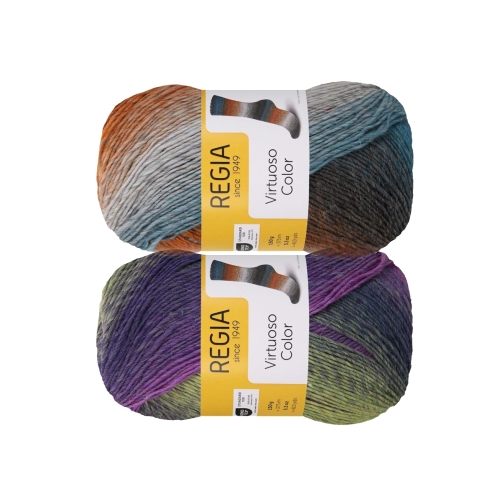 Regia 6-fädig Virtuoso Color Sock Yarn 150g, Schachenmayrr, 150 g = u. 375 m