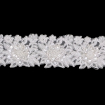 Pärlitega tikandiga pits tüllil, 9 cm