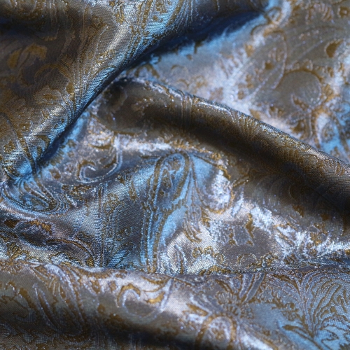 Kauniläikeline, reljeefse ornamendimustriga, kangas (Jacquard Lurex Royal), 150cm