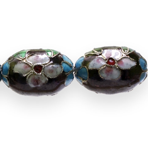 Värvilised, maalitud ovaalsed cloisonne metallhelmed,, 23 x 15mm