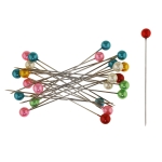 Булавки с жемчужными головками разноцветные; 25 шт, 100 мм х ø1,2 мм, KL4745