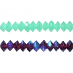 Gem-shaped faceted glass beads, 7x4mm
