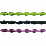 Rice-shaped faceted glass beads, 12x6mm
