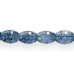 Oval-shaped cracked glass beads, 11x8mm