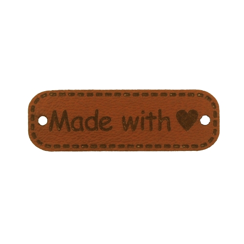Kunstnahast piklik õmmeldav aksessuaar `Made with love` , 35 x 11mm
