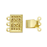 Rectangular Box Clasp and Floral Pattern, 3 Eyelets, 10 x 8mm
