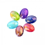 Adhesive flat-bottomed oval glass cabochon, 18x13x4mm