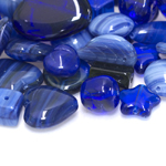 Mix of blue glass beads with various shapes, 5-18mm, 50/100g pack