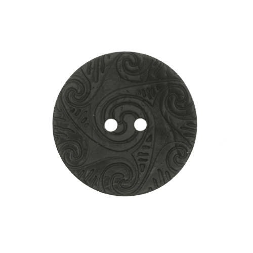 Ornamendimustriga, naturaalne kookosnööp kausjas, kahe auguga 40mm