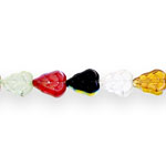 Leaf-shaped glass beads, 12x10x4mm