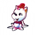 3D pehme kleebis; Lillel istuv kiisu, Soft 3D Sticker; Cat Sitting on Flower, 8,5 x 5,5 cm